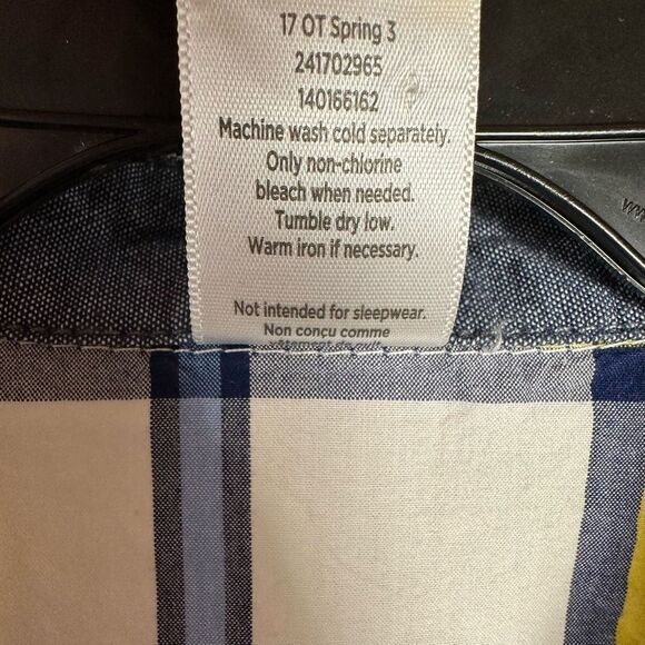 Gymboree Boy Button Down Short Sleeve Plaid Shirt Top Yellow, White Blue L 10/12 - Picture 4 of 6